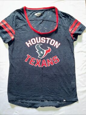 NFL Houston Texans Navy and Red Short Sleeve Fan Tee
